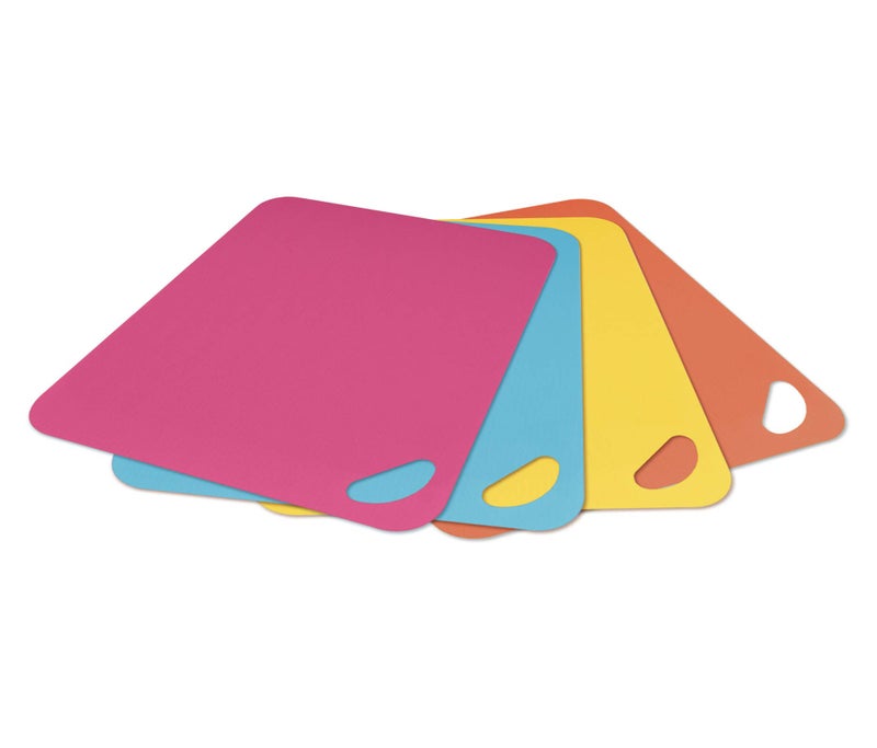 Dexas Heavy Duty Cutting Board Grippmat, Flexible Cutting Boards for Kitchen, Set of 4, Non Slip Plastic Board Cutting Mat 11.5 by 14 inches, Bright Blue, Yellow, Orange and Pink Set Kitchen Gadgets - Image 4
